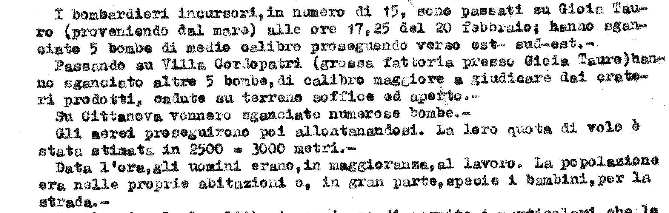 bombardamento aereo degli anglo-americani su Cittanova del 20 febbraio 1943