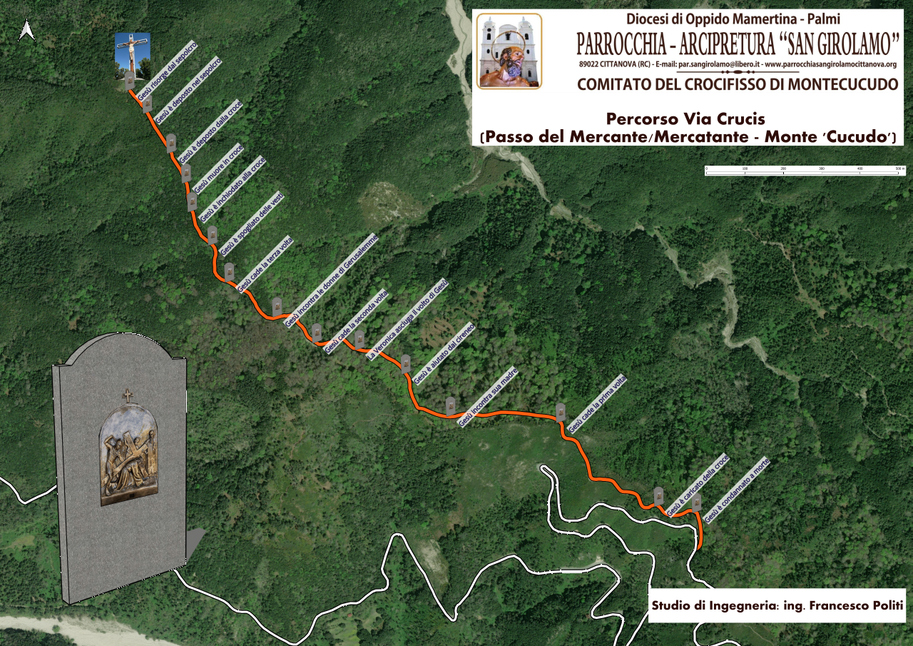Il percorso della Via Crucis a Cittanova su Monte Cucudo