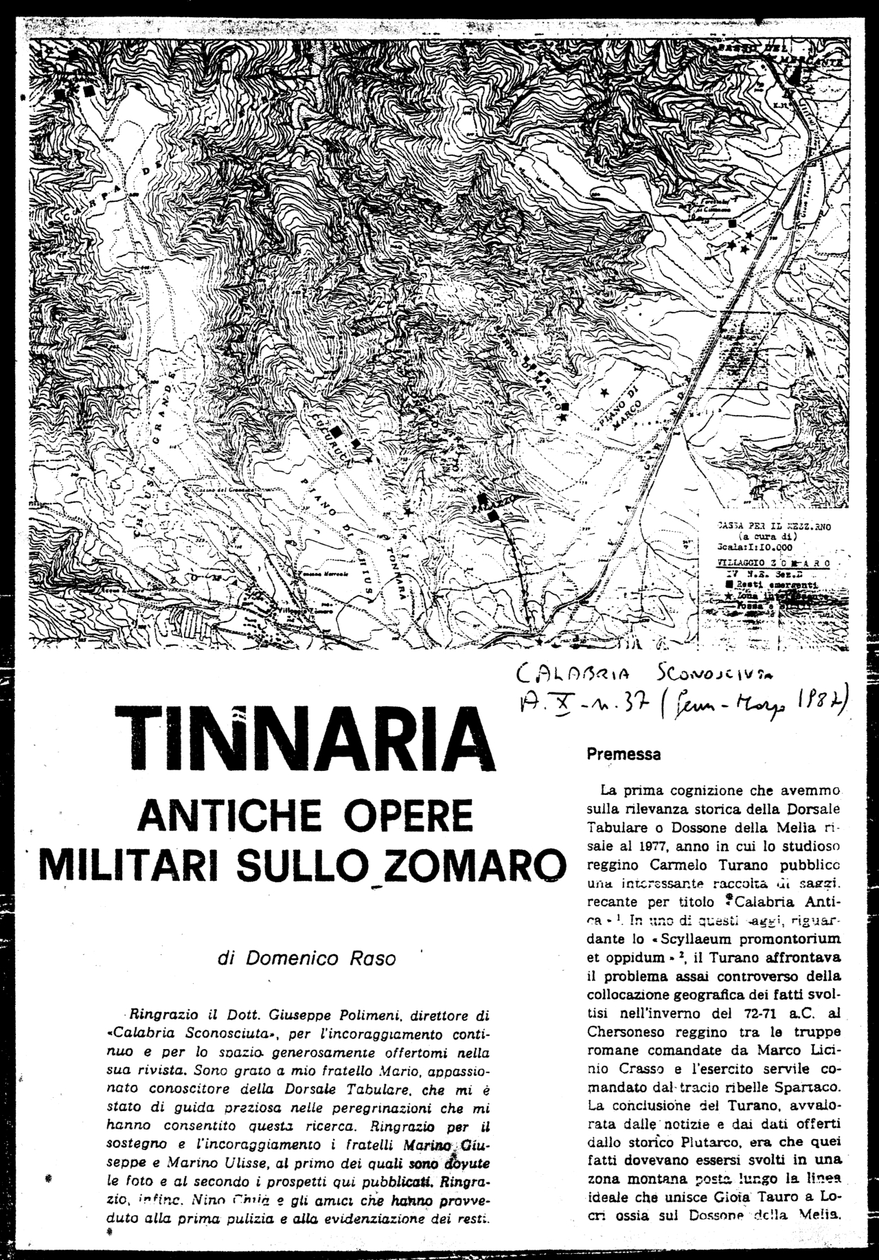 Tinnaria antiche opere militari sullo Zomaro - Domenico Raso - Il muro di Spartaco e Marco Licinio Crasso